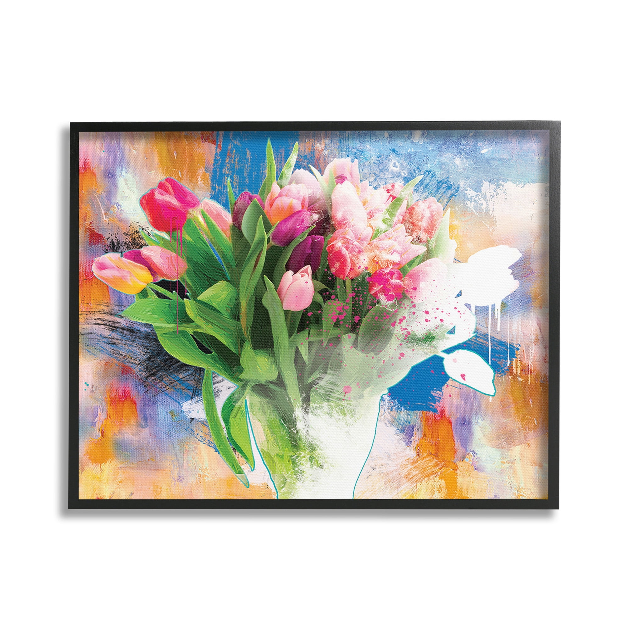 Stupell Industries Urban Spring Bouquet Botanical & Floral Painting Black Framed Art Print Wall Art, 30 x 24