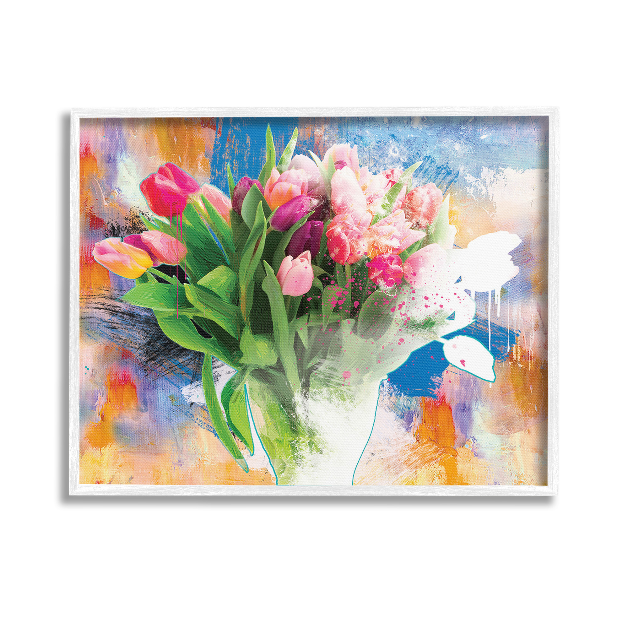 Stupell Industries Urban Spring Bouquet Botanical & Floral Painting White Framed Art Print Wall Art, 14 x 11