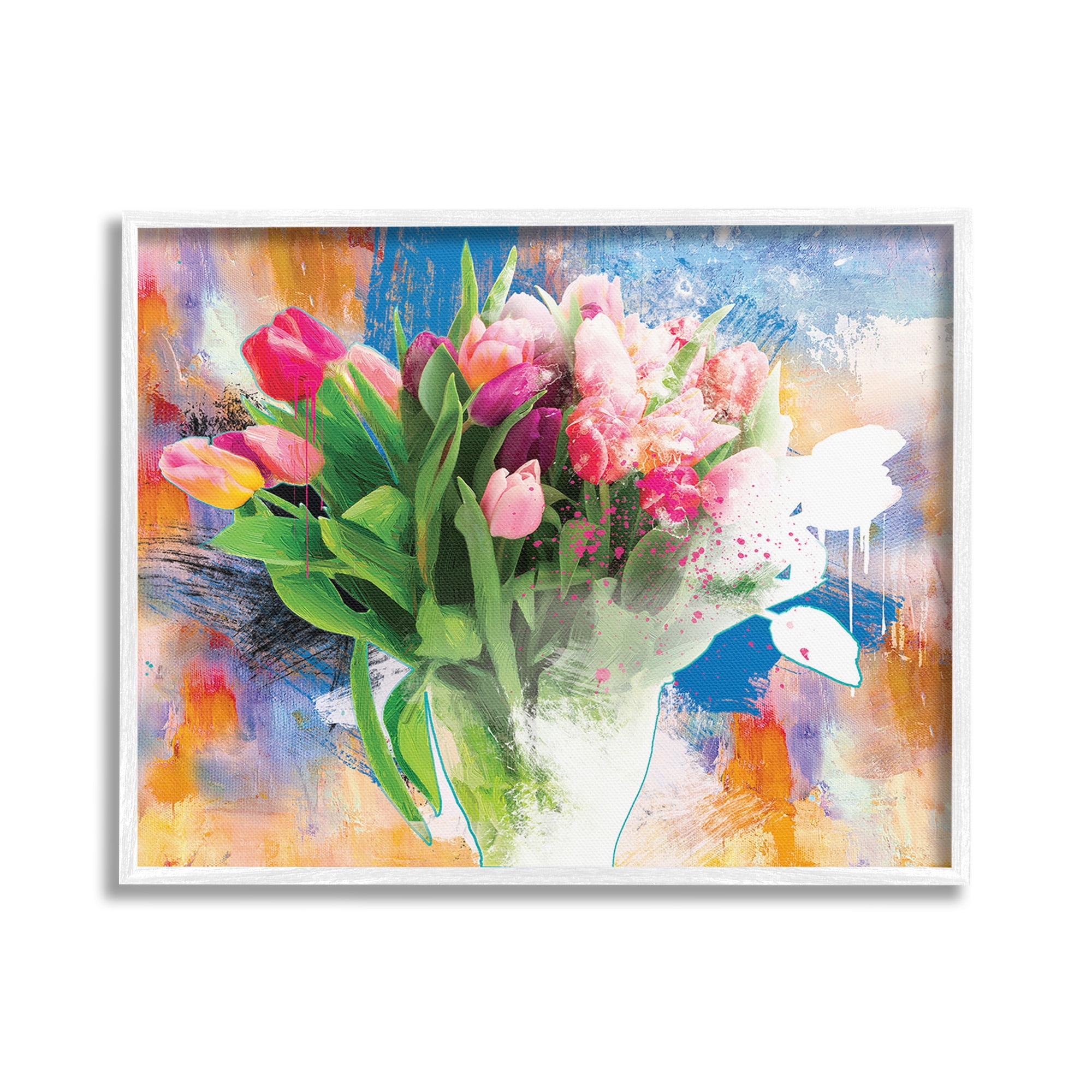 Stupell Industries Urban Spring Bouquet Botanical & Floral Painting White Framed Art Print Wall Art, 30 x 24