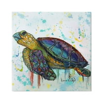 Stupell Industries Urban Street Style Sea Turtle Paint Drip Painting Gallery Wrapped Canvas Print Wall Art, Design by Karrie Evenson