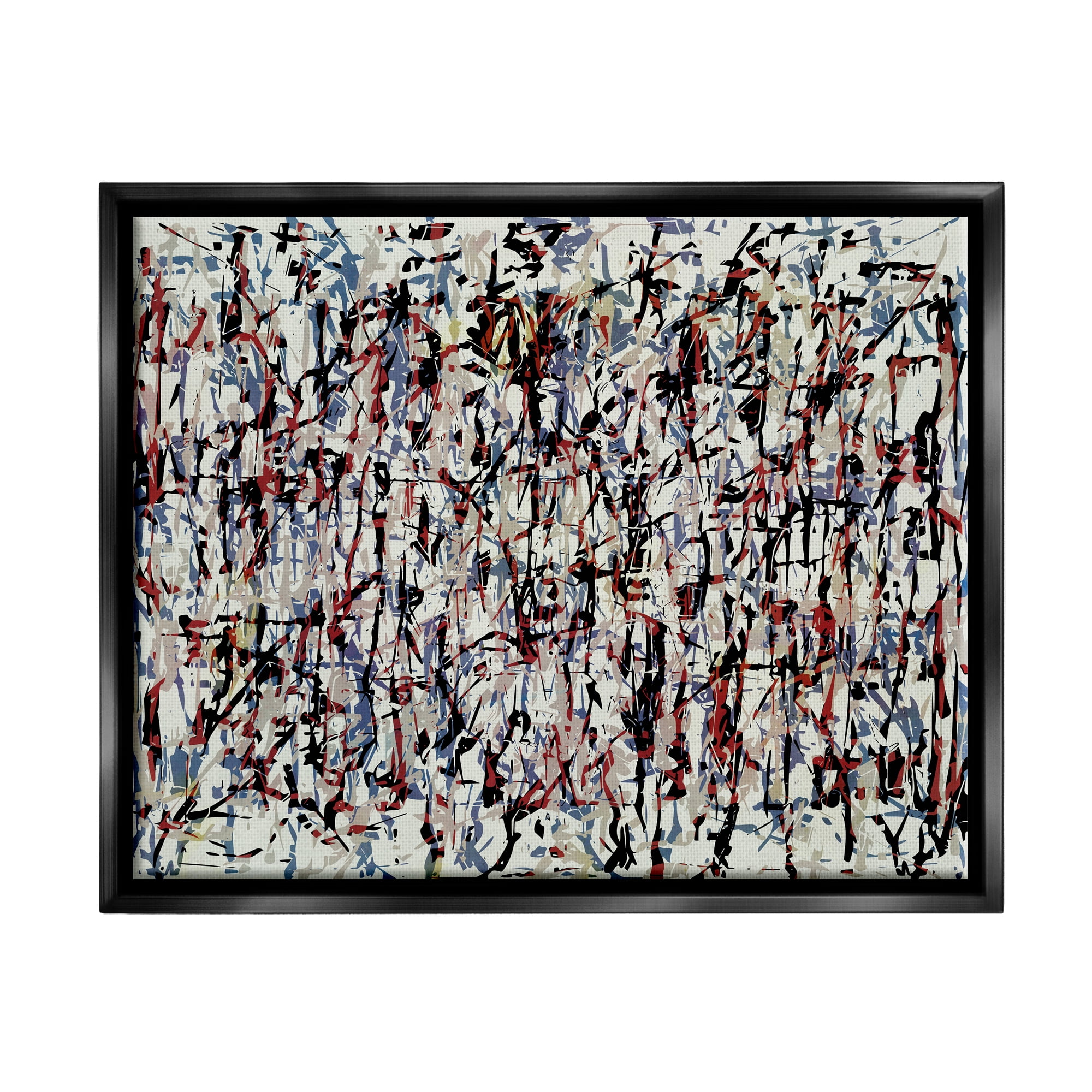 Stupell Industries Urban Style Abstract Splatter Abstract Painting Black Floater Framed Art Print Wall Art, 31 x 25