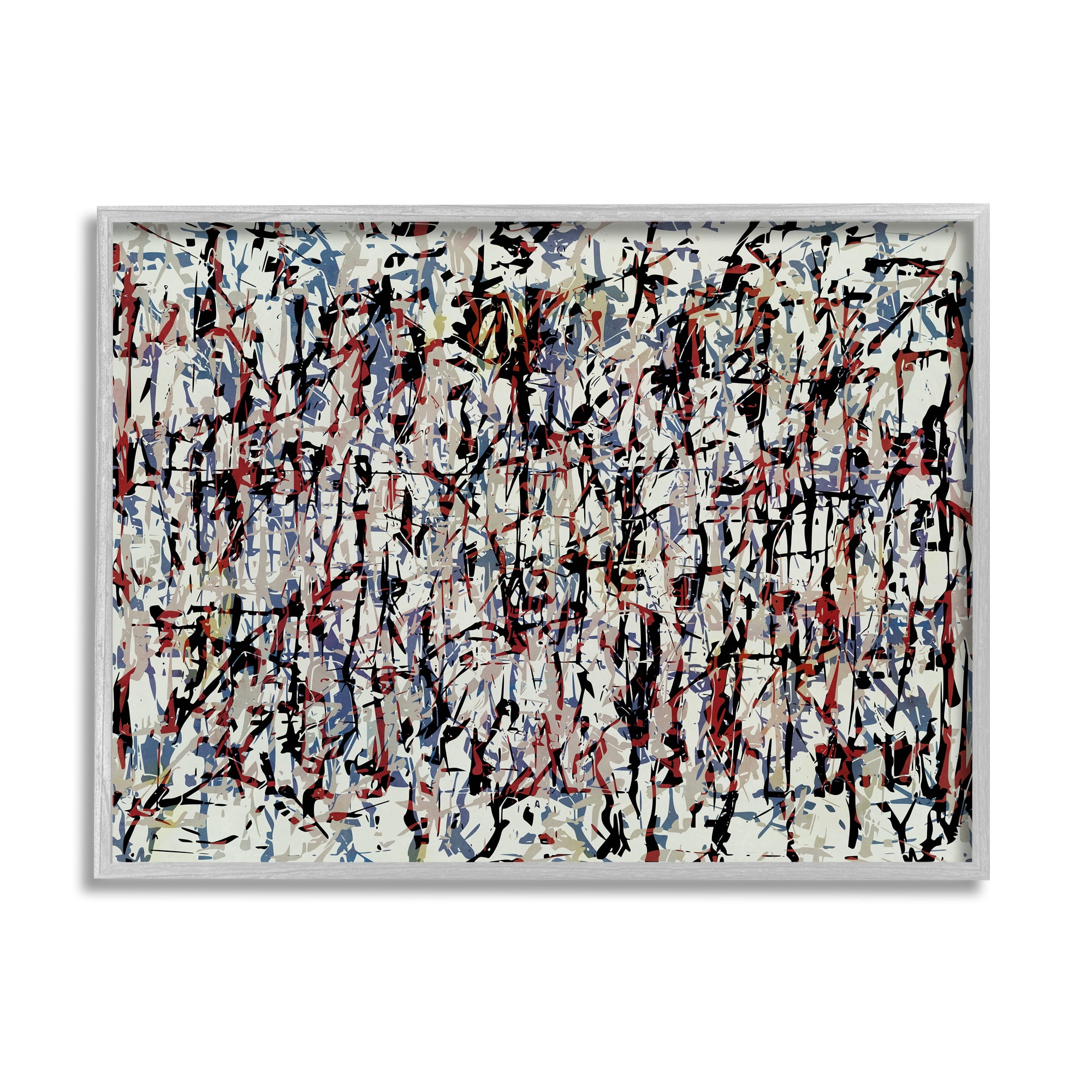 Stupell Industries Urban Style Abstract Splatter Abstract Painting Gray Framed Art Print Wall Art, 30 x 24
