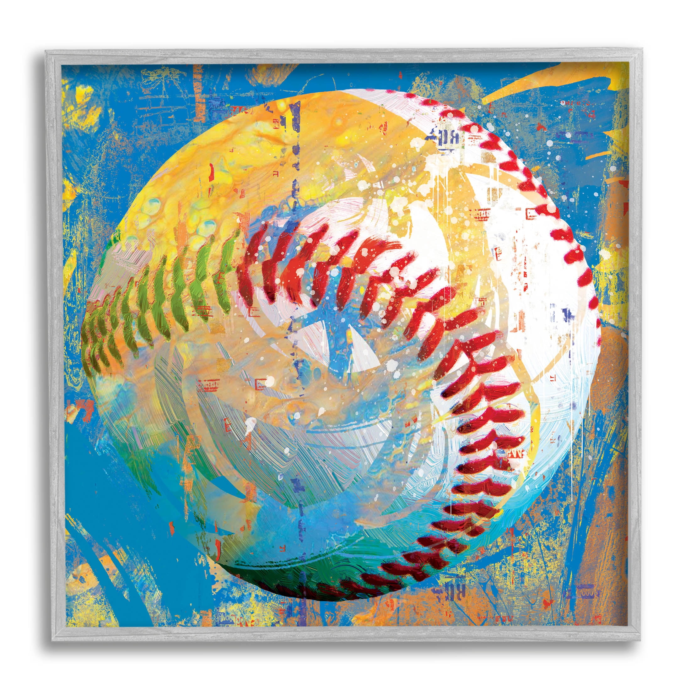 Stupell Industries Urban Style Baseball Sports Graphic Art Gray Framed Art Print Wall Art, Design by Savannah Miller