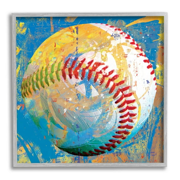 Stupell Industries Urban Style Baseball Sports Graphic Art Gray Framed Art Print Wall Art, Design by Savannah Miller