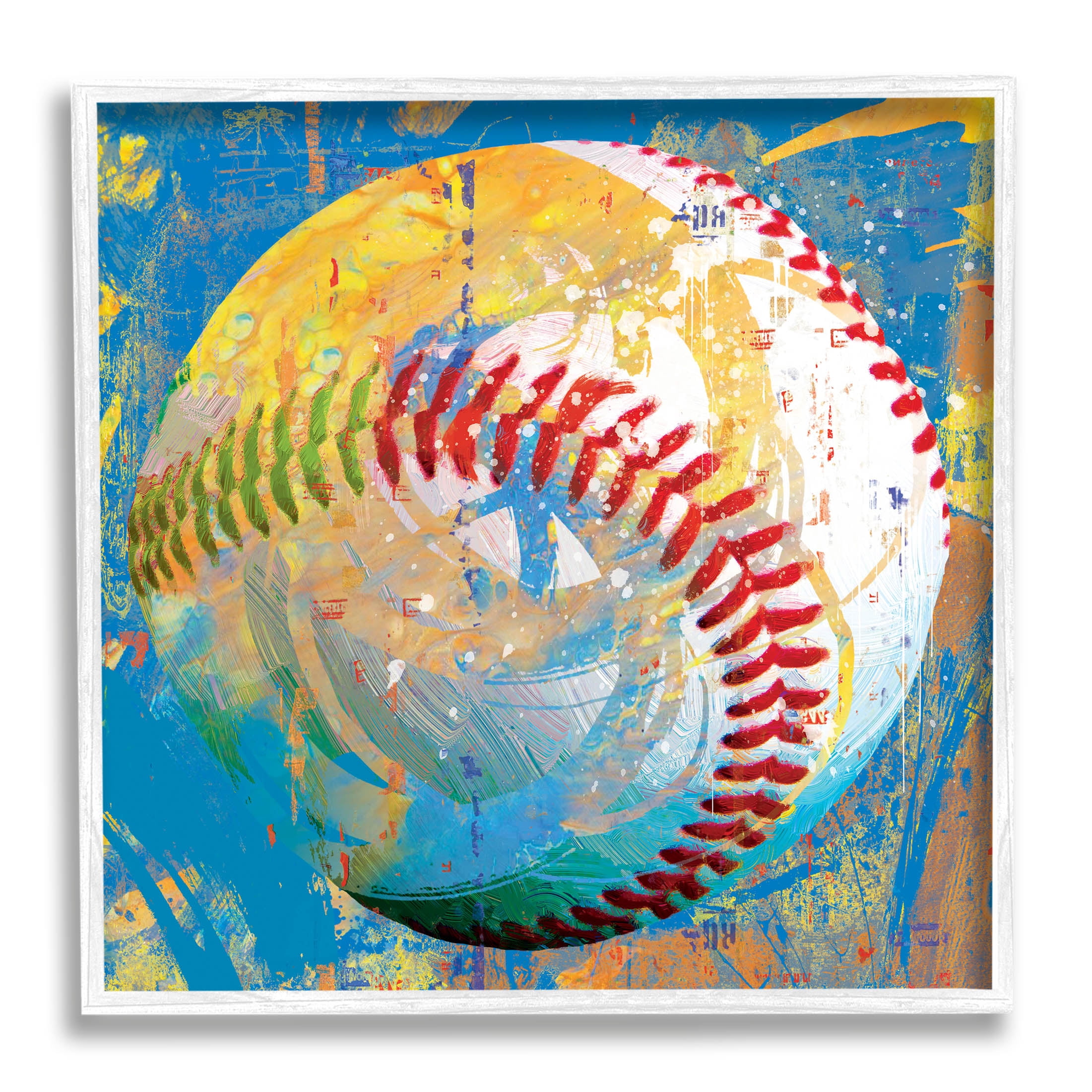 Stupell Industries Urban Style Baseball Sports Graphic Art White Framed Art Print Wall Art, Design by Savannah Miller