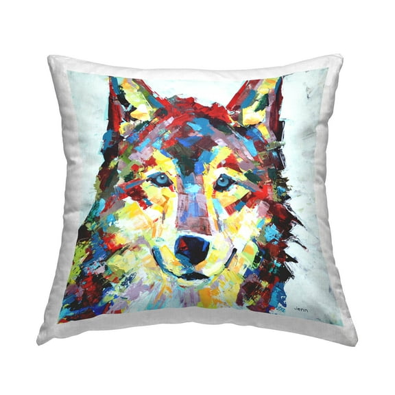 Stupell Industries Urban Style Wolf Portrait Printed Throw Pillow Design by Jen Seeley