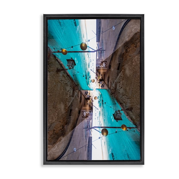 Stupell Industries Urban Surrealist Perspective Black Framed Floater Canvas Wall Art design by Robin Vandenabeele, 25 x 17