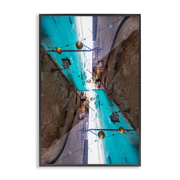 Stupell Industries Urban Surrealist Perspective Black Framed Giclee Art design by Robin Vandenabeele, 18 x 12