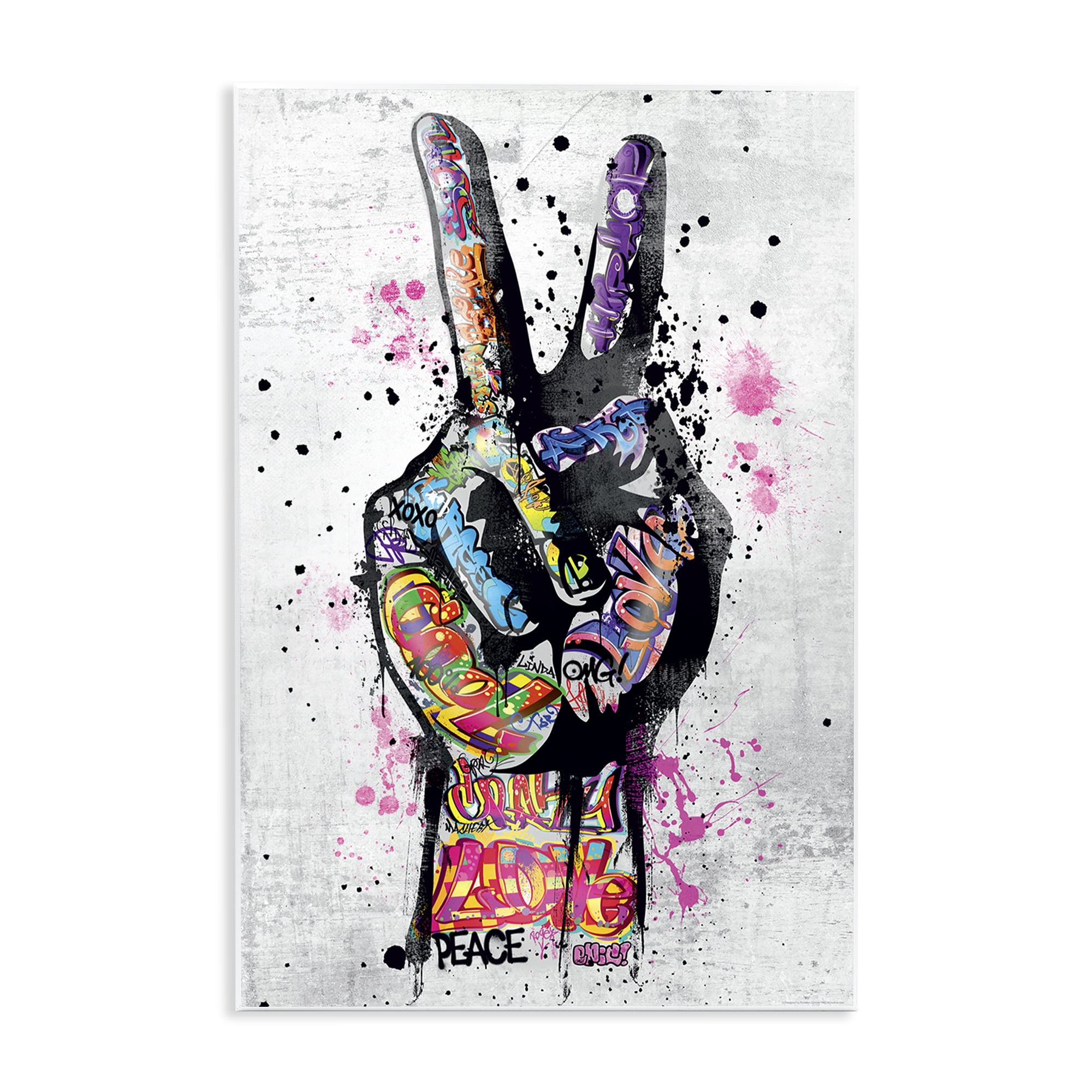Stupell Industries Urban Tattooed Peace Hand Abstract Painting Unframed Art Print Wall Art, 13 x 19