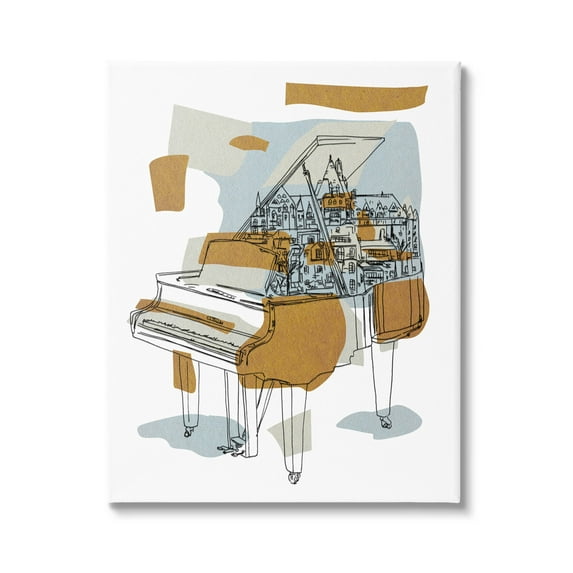 Stupell Industries Urban Town Grand Piano Graphic Art Gallery Wrapped Canvas Print Wall Art, Design by Melissa Wang