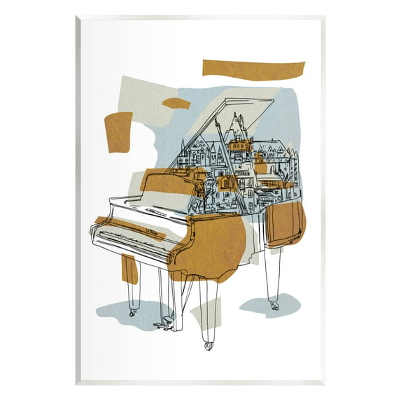 Stupell Industries Urban Town Grand Piano Graphic Art Unframed Art Print Wall Art, Design by Melissa Wang