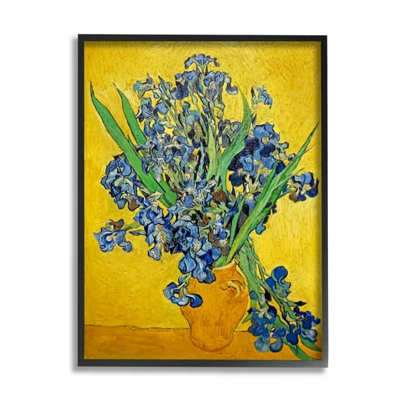 Stupell Industries Vaas met Irissen Vincent van Gogh Iris Flower Painting Painting Black Framed Art Print Wall Art, Design by one1000paintings