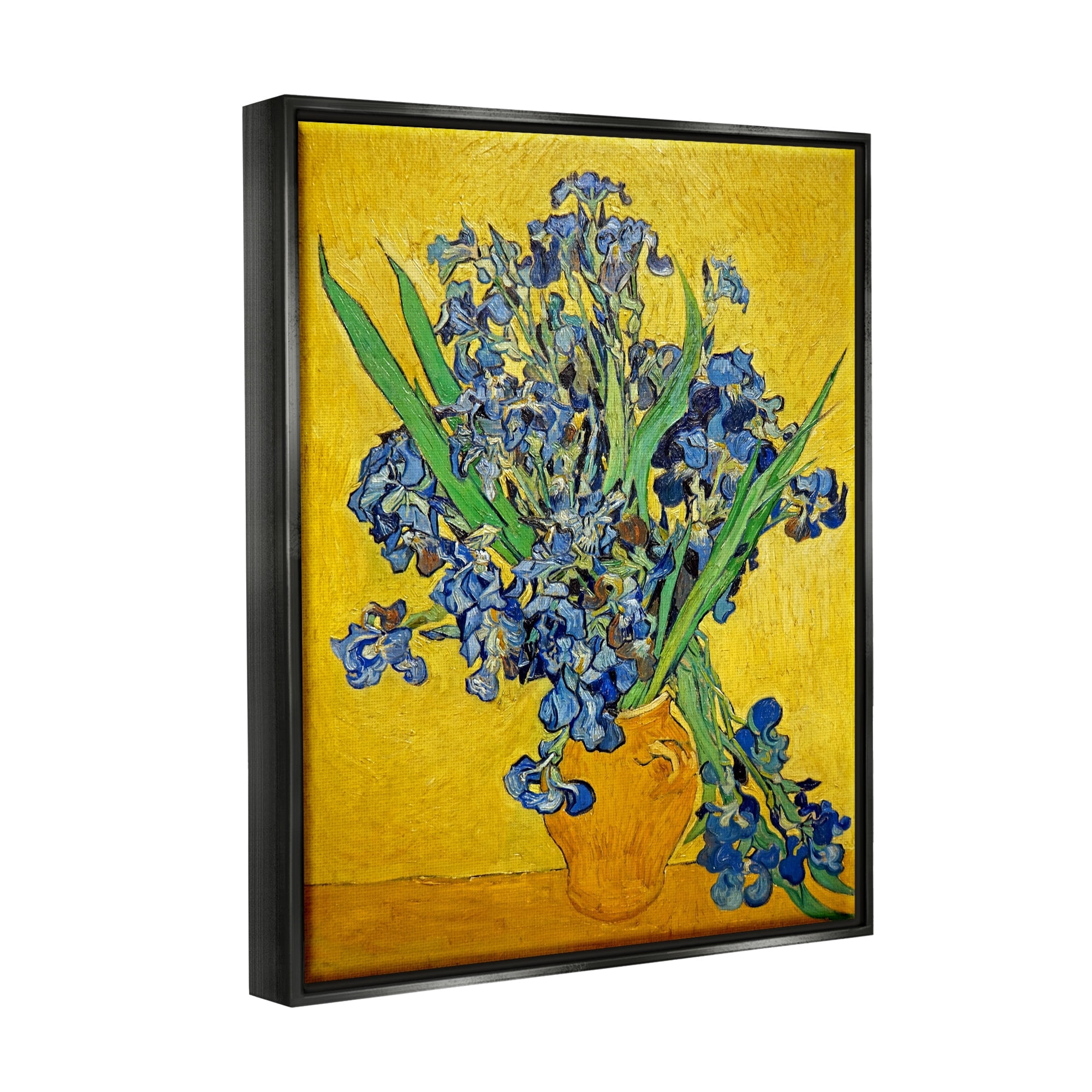 Stupell Industries Vaas met Irissen Vincent van Gogh Iris Flower Painting Painting Jet Black Floating Framed Canvas Print Wall Art, Design by one1000paintings