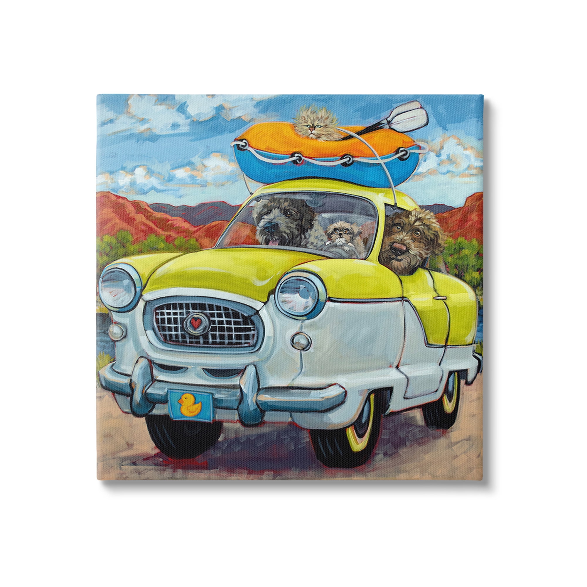 Stupell Industries Vacation Dogs in Car Animals & Insects Painting Gallery Wrapped Canvas Art Print Wall Art, 30 x 30