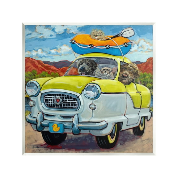 Stupell Industries Vacation Dogs in Car Animals & Insects Painting Unframed Art Print Wall Art, 12 x 12