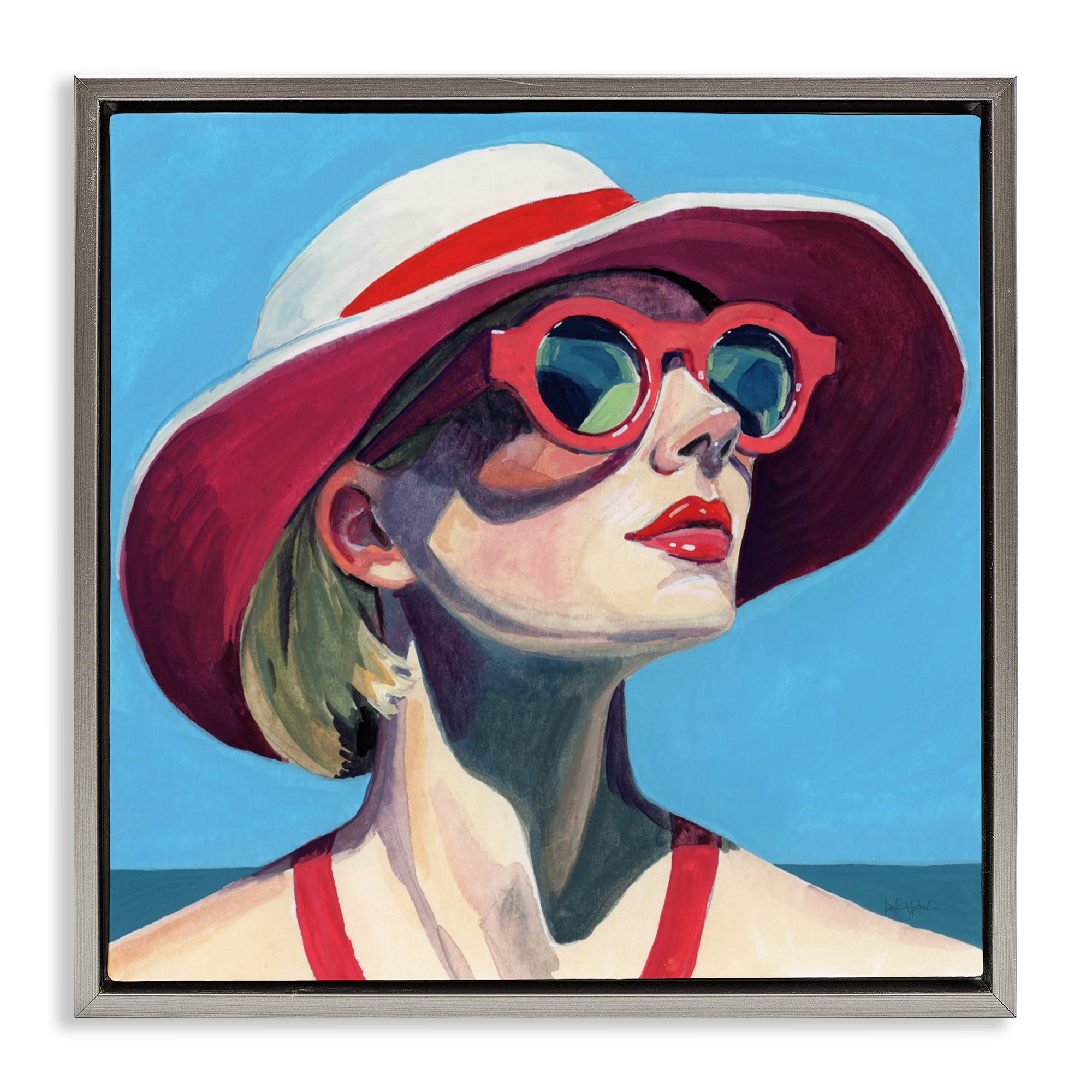 Stupell Industries Vacation In Style Gray Framed Floater Canvas Wall Art, design by Kate Jarvik Birch