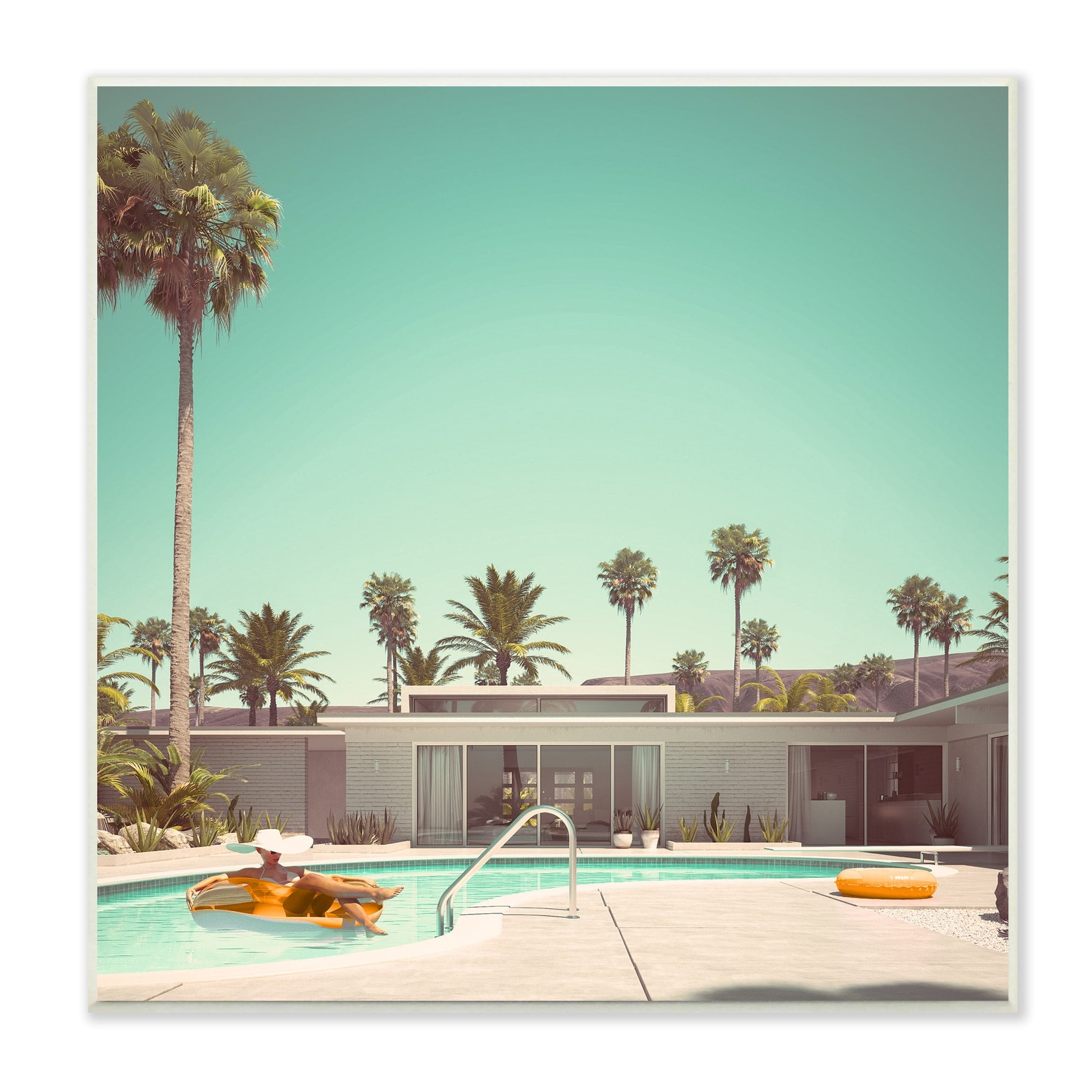 Stupell Industries Vacation Pool Desert Retreat West Coast Architecture,12 x 12, Design by Lil' Rue