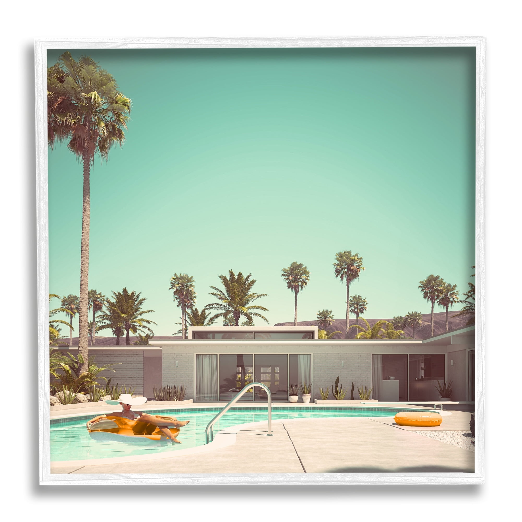 Stupell Industries Vacation Pool Desert Retreat West Coast Architecture,17 x 17, Design by Lil' Rue