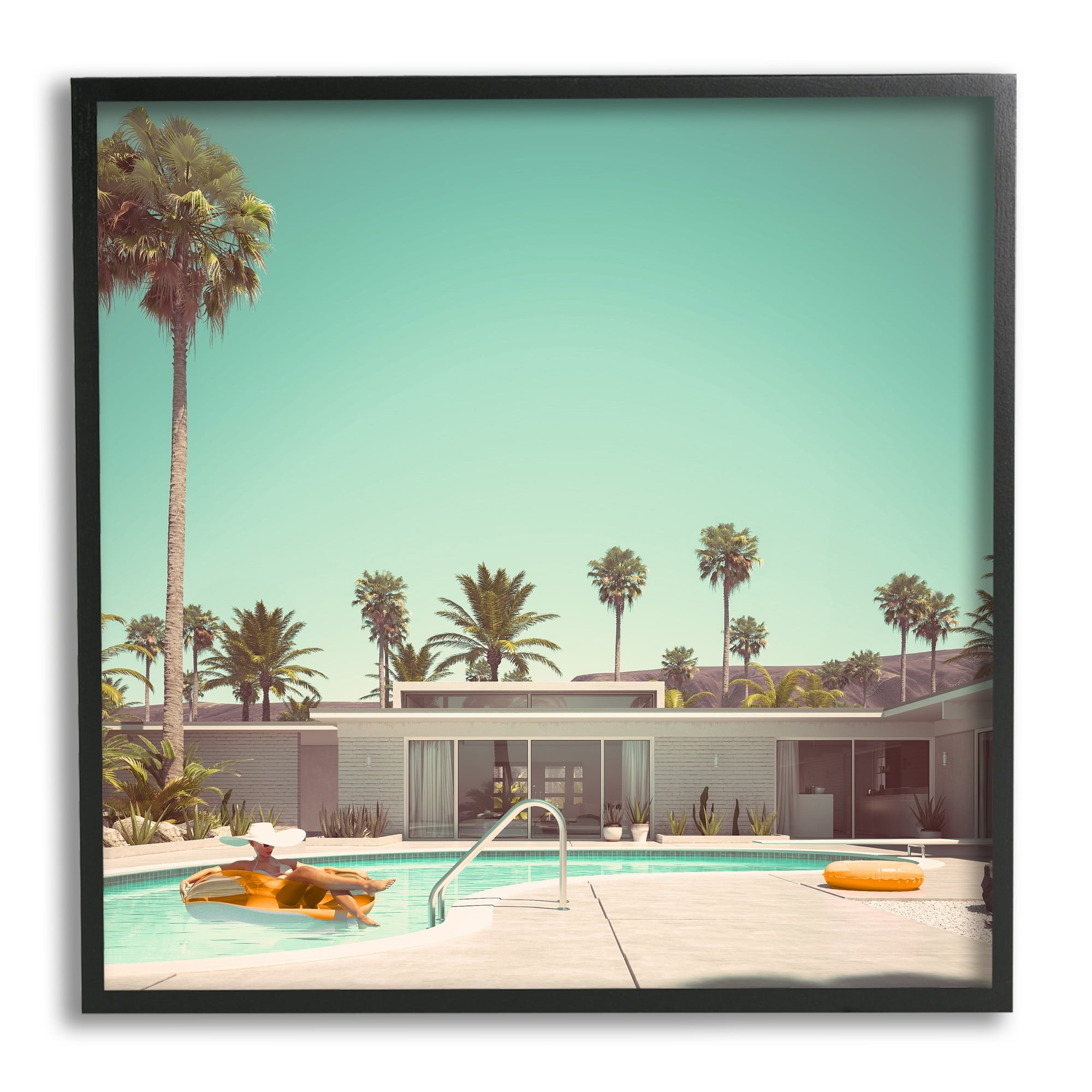 Stupell Industries Vacation Pool Desert Retreat West Coast Architecture,24 x 24, Design by Lil' Rue