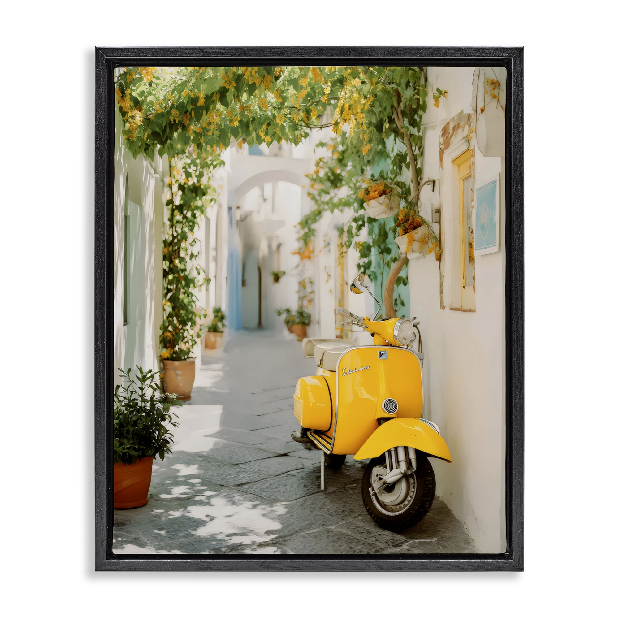 Stupell Industries Vacation Ride Through Alley Black Framed Floater Canvas Wall Art, design by Franklyn Gregory