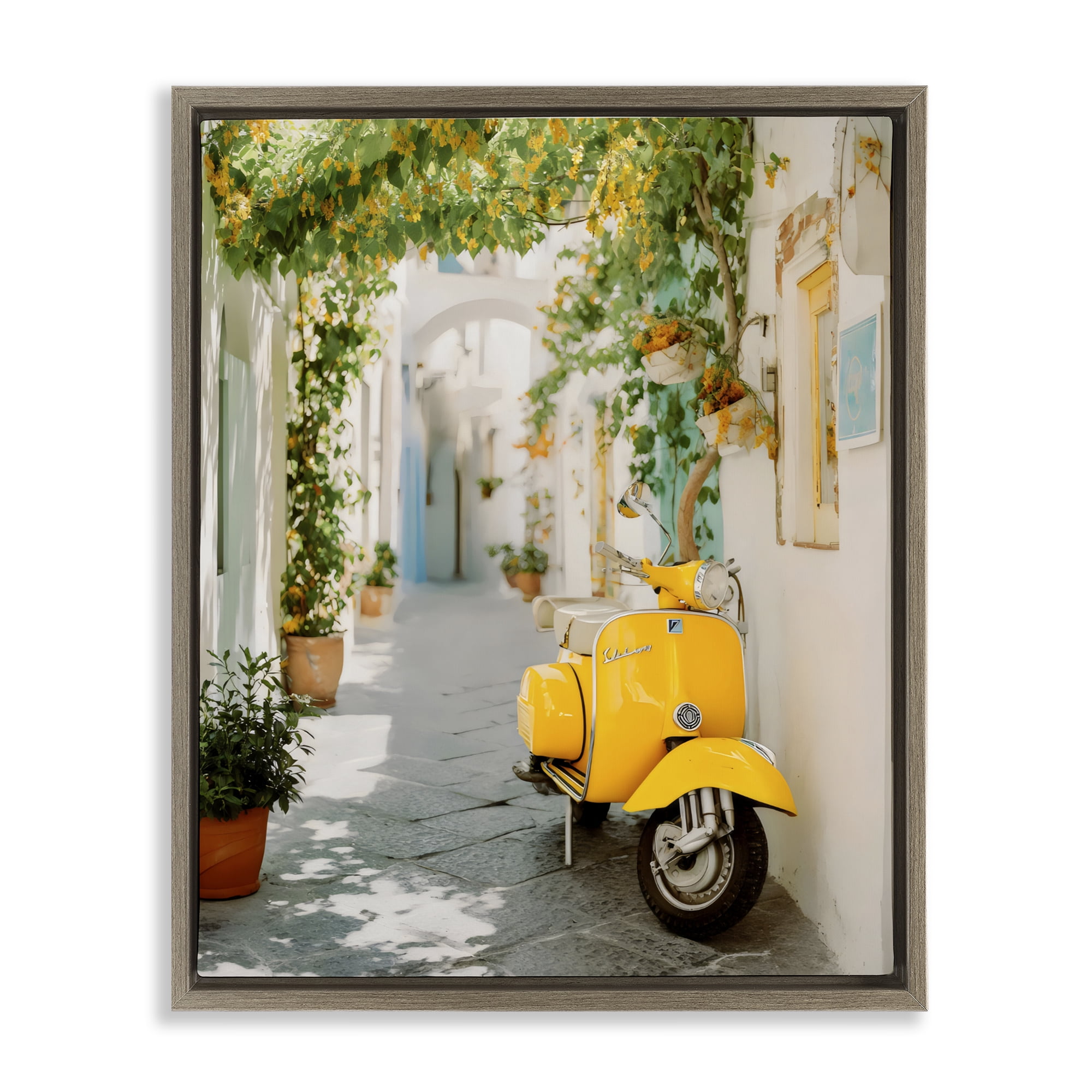 Stupell Industries Vacation Ride Through Alley Brown Framed Floater Canvas Wall Art, design by Franklyn Gregory