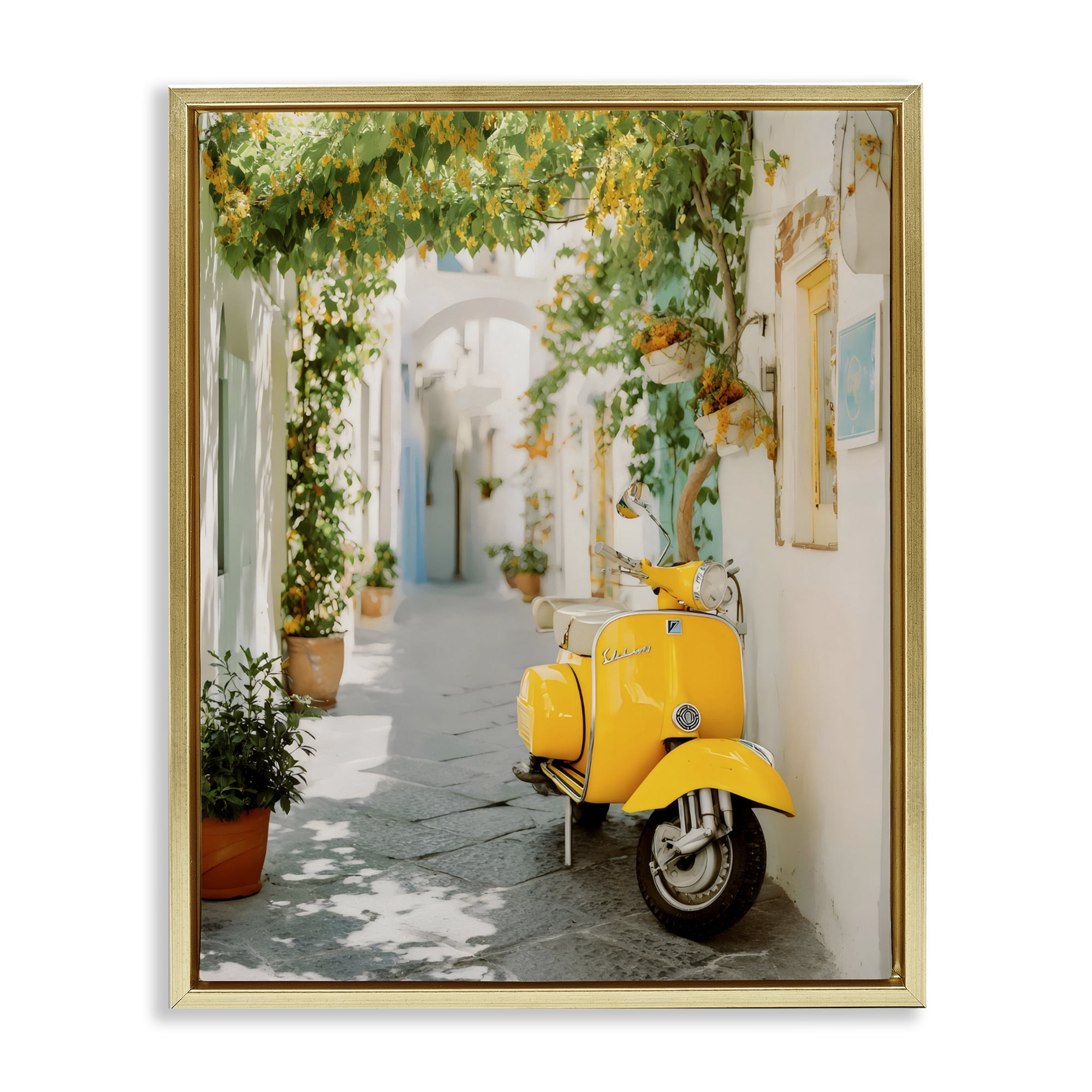Stupell Industries Vacation Ride Through Alley Gold Framed Floater Canvas Wall Art, design by Franklyn Gregory