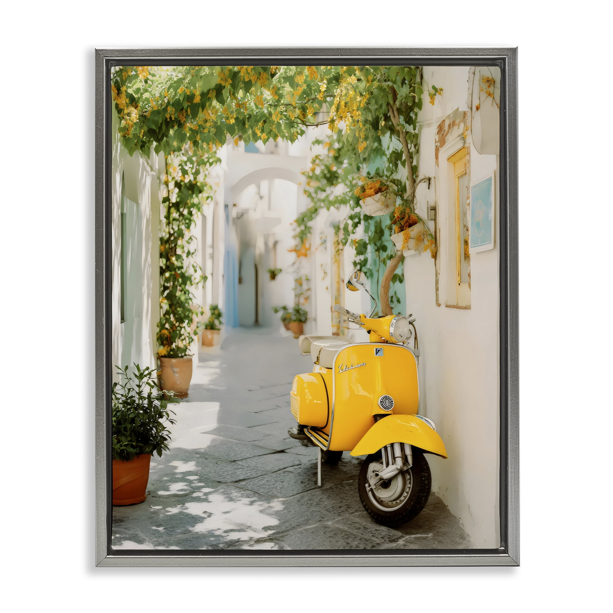 Stupell Industries Vacation Ride Through Alley Gray Framed Floater Canvas Wall Art, design by Franklyn Gregory