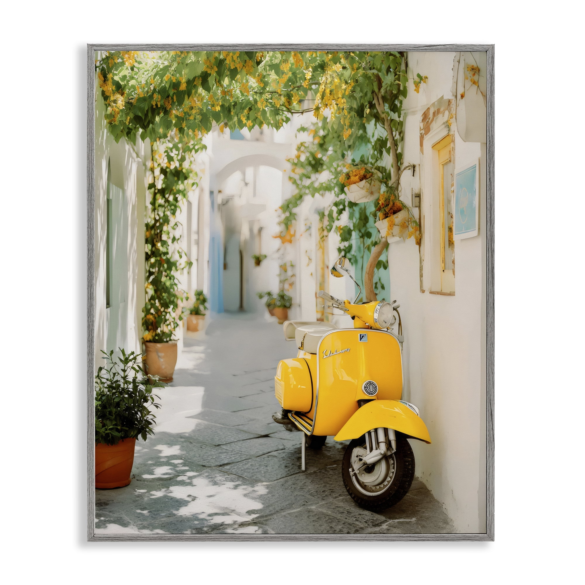 Stupell Industries Vacation Ride Through Alley Gray Framed Giclee Art, design by Franklyn Gregory