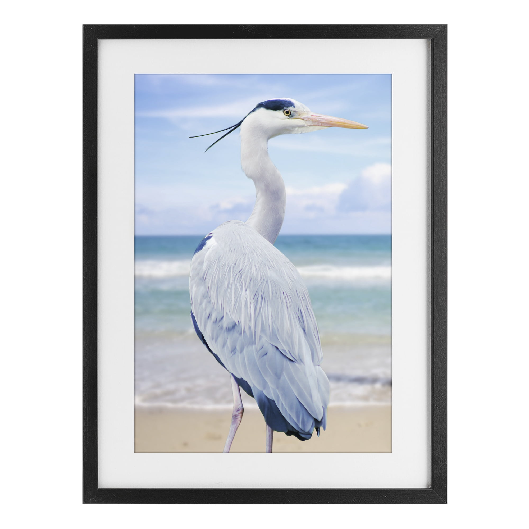 Stupell Industries Vacationing Heron by Seaside Black Framed Print Under Glass, design by Marcus Prime