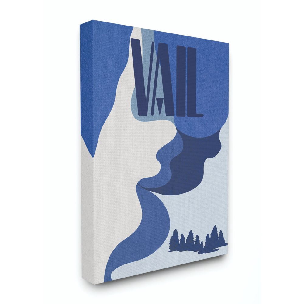 Stupell Industries Vail Abstract Blue Mountain Design Super Canvas Wall Art by Daphne Polselli
