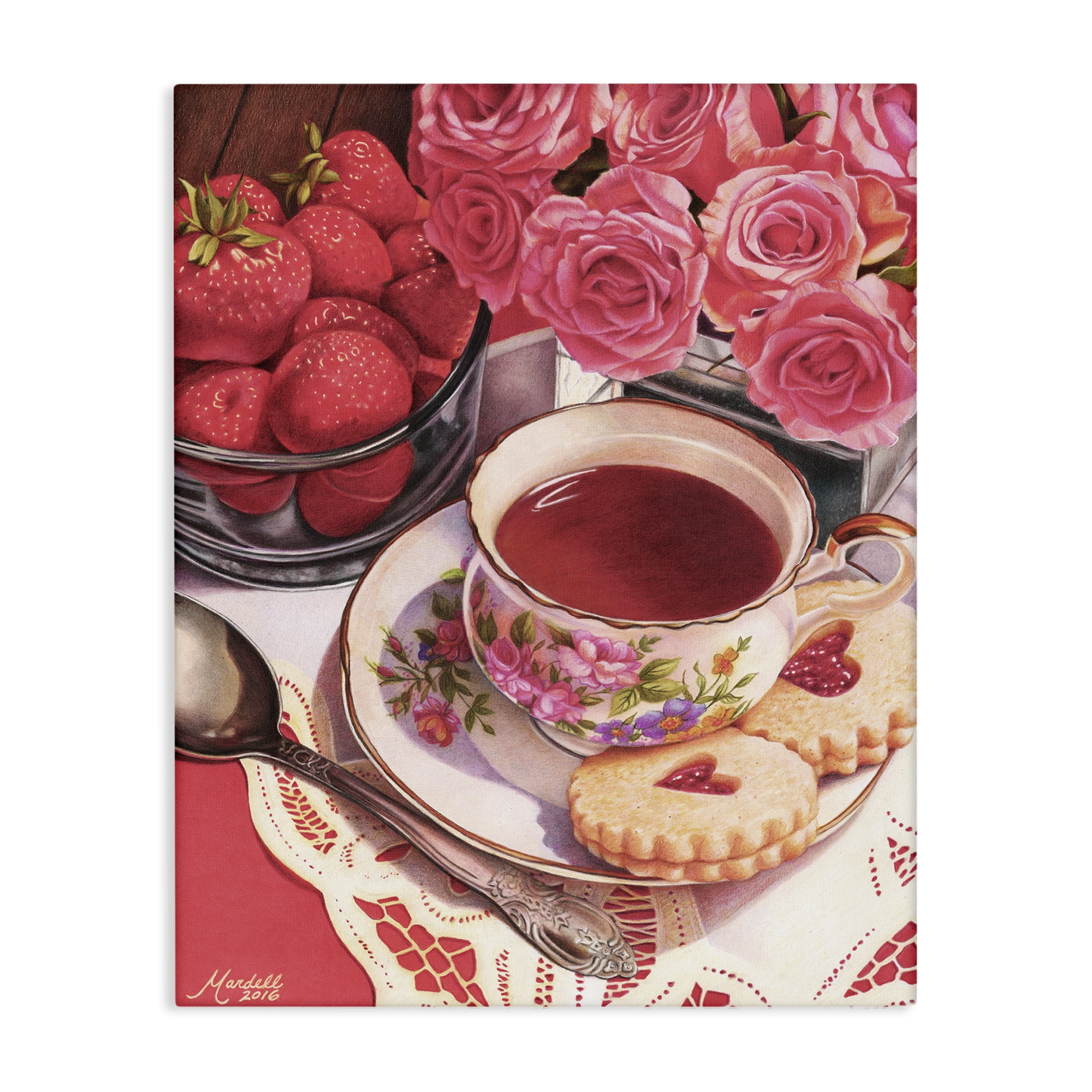 Stupell Industries Valentine's Day Tea Food & Beverage Painting Gallery Wrapped Canvas Art Print Wall Art, 16 x 20