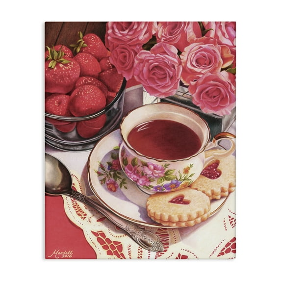 Stupell Industries Valentine's Day Tea Food & Beverage Painting Gallery Wrapped Canvas Art Print Wall Art, 24 x 30