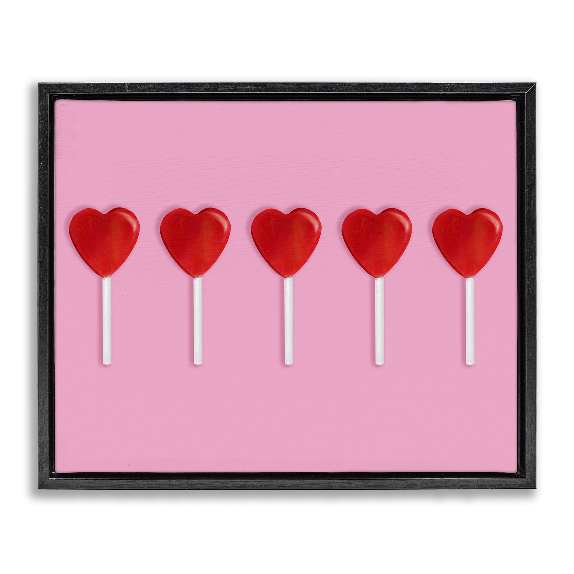 Stupell Industries Valentine's Heart Pops Black Framed Floater Canvas Wall Art, design by LISH Creative