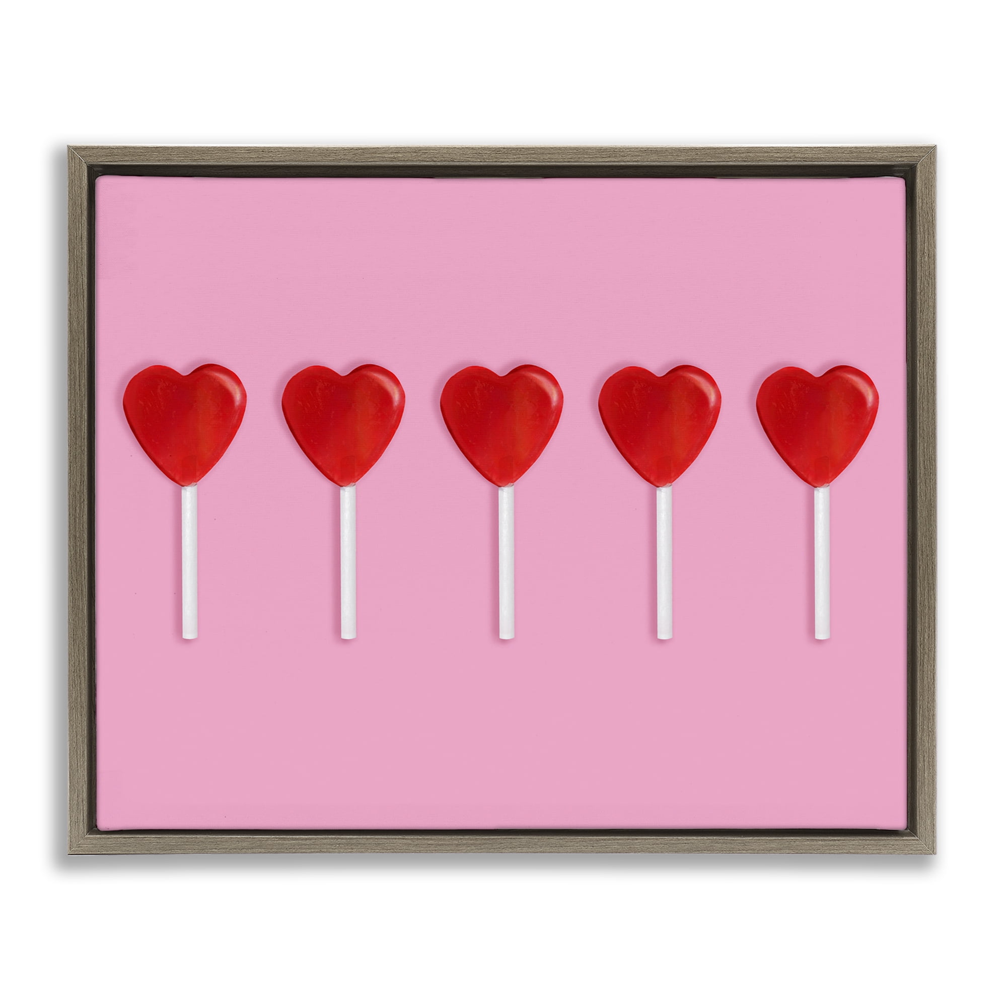 Stupell Industries Valentine's Heart Pops Brown Framed Floater Canvas Wall Art, design by LISH Creative