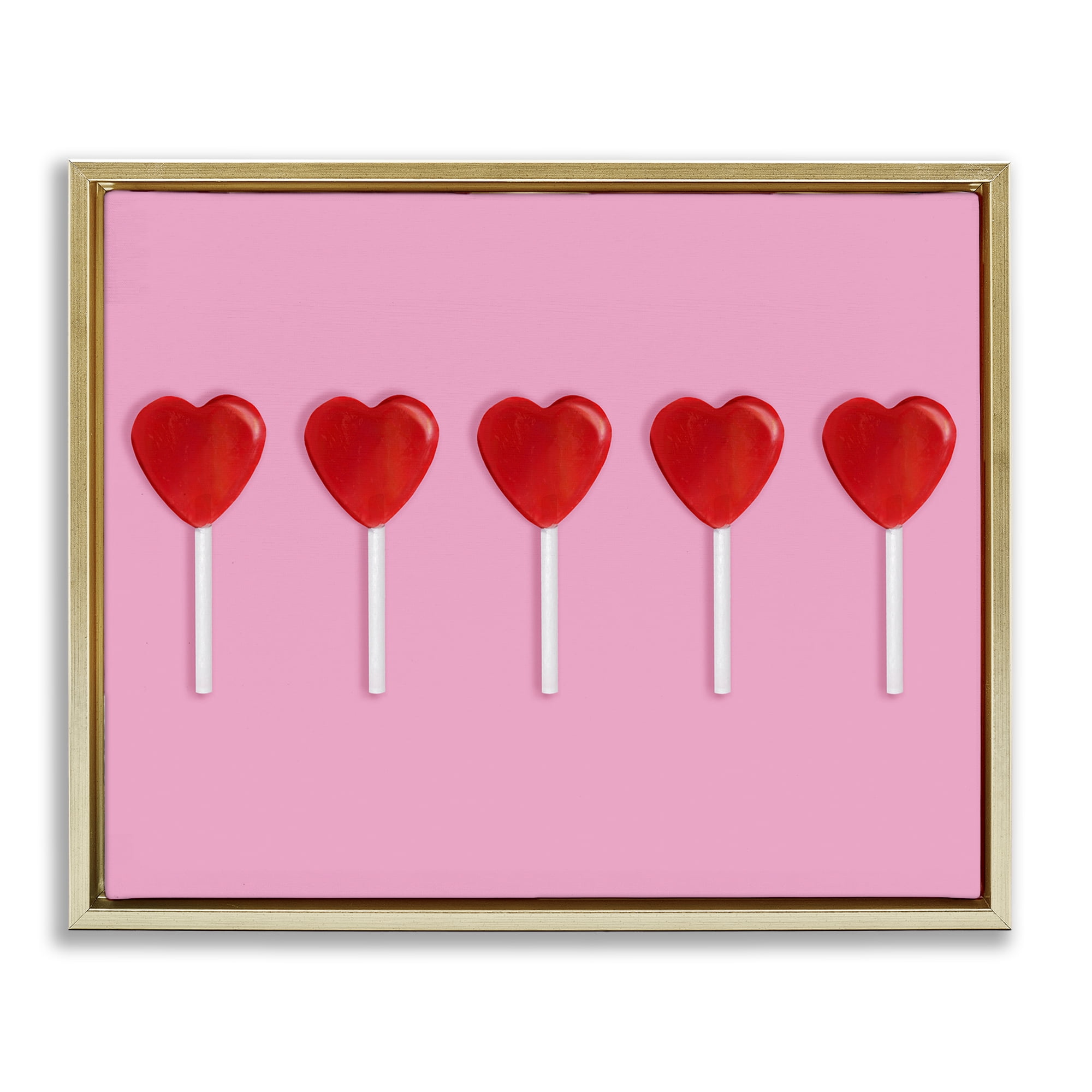 Stupell Industries Valentine's Heart Pops Gold Framed Floater Canvas Wall Art, design by LISH Creative