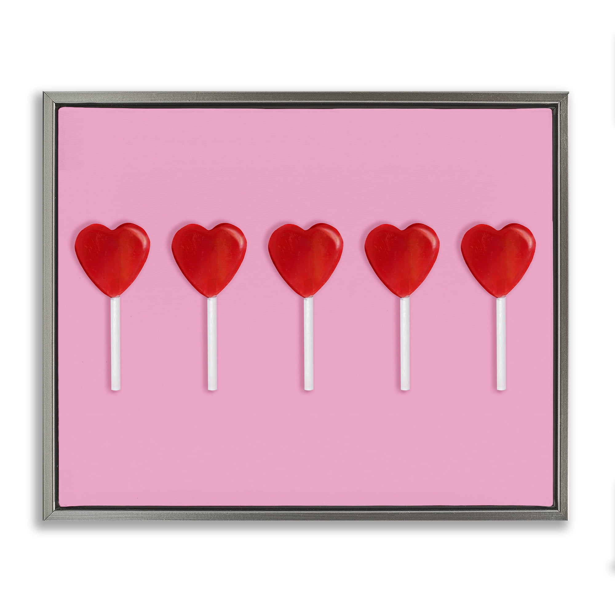 Stupell Industries Valentine's Heart Pops Gray Framed Floater Canvas Wall Art, design by LISH Creative
