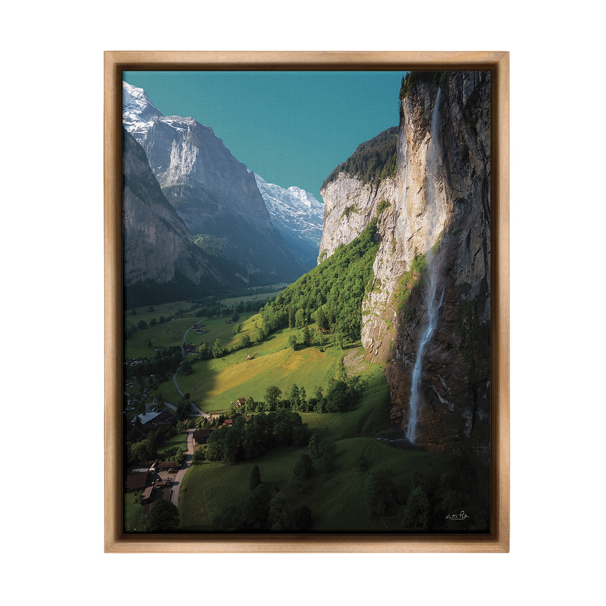 Stupell Industries Valley Cliffs Grassland Landscape Photography Brown Floater Framed Canvas Art Print Wall Art, 17 x 21