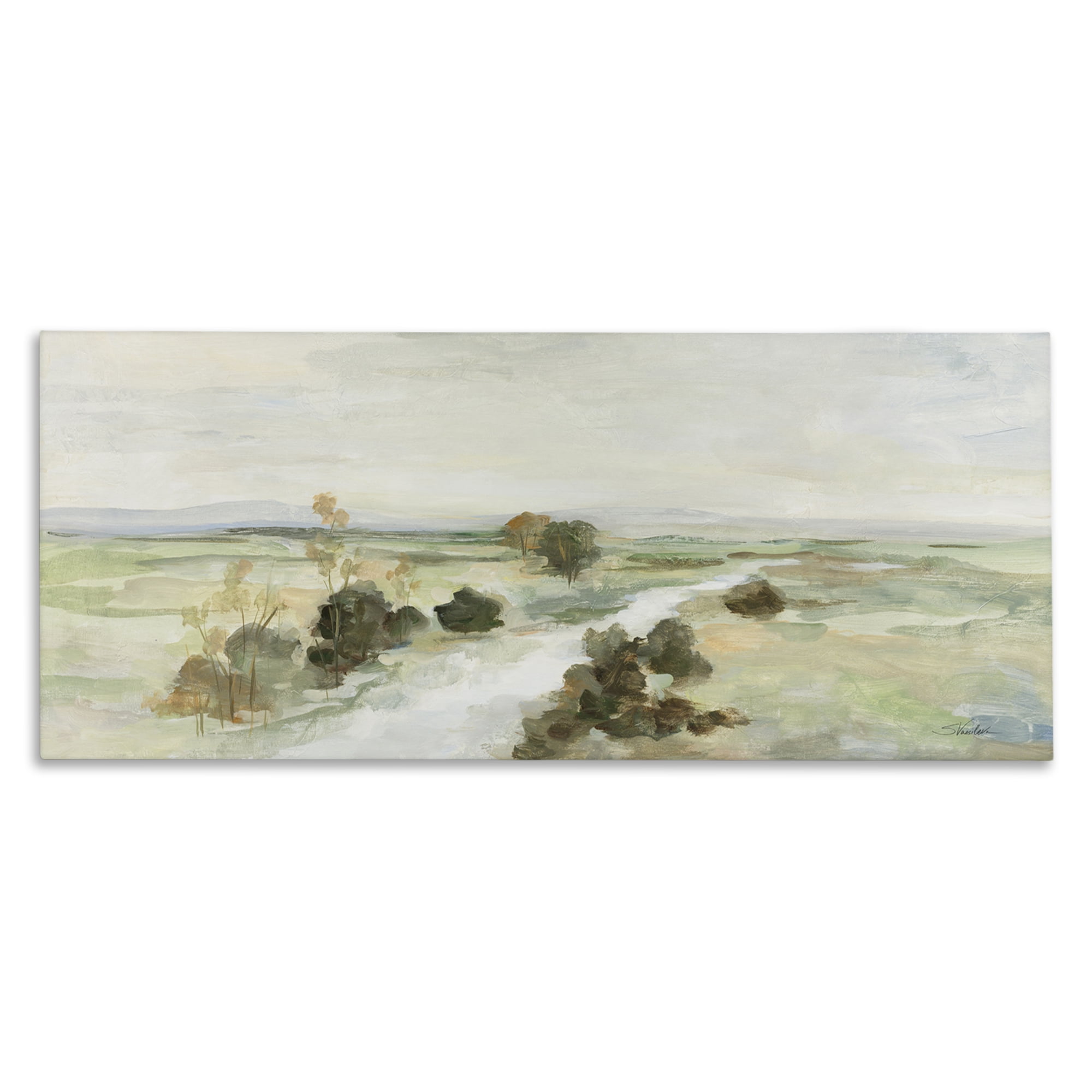 Stupell Industries Valley Creek Landscape Landscape & Nature Painting Wrapped Canvas Art Print Wall Art, 24 x 10
