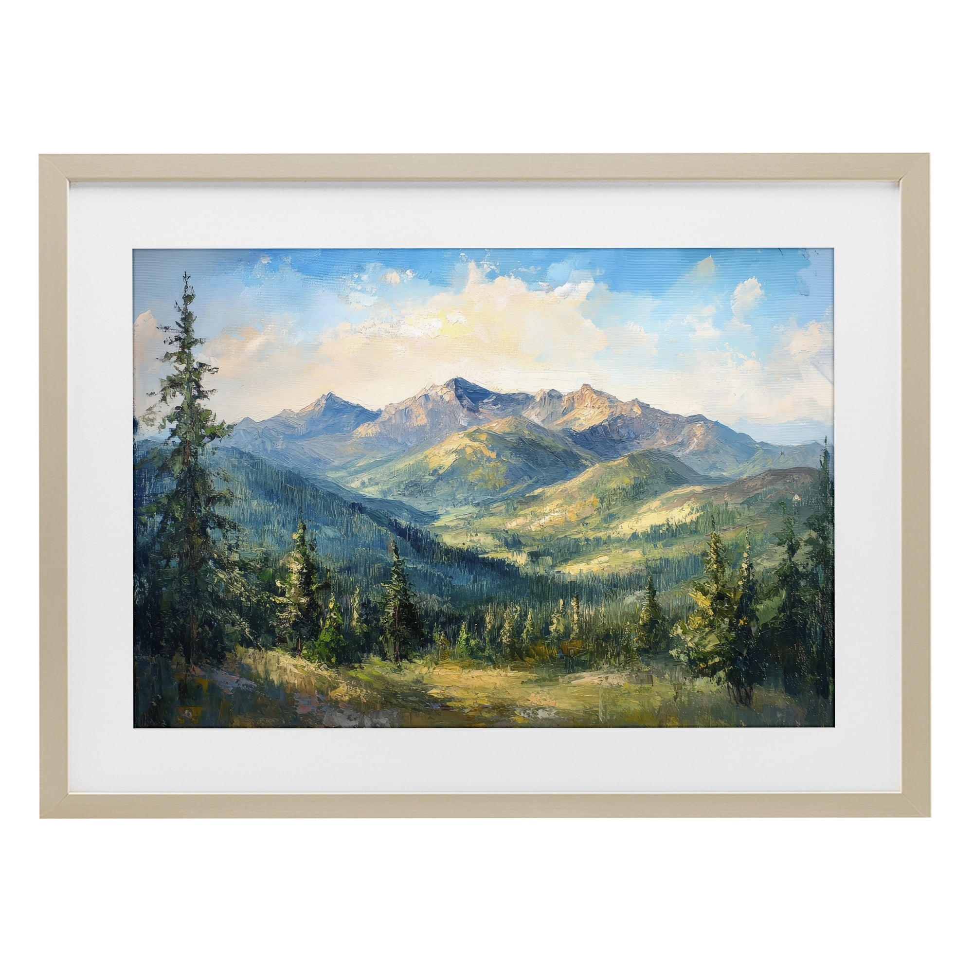 Stupell Industries Valley In The Mountains Birch Framed Print Under Glass, design by Petal Prints Design