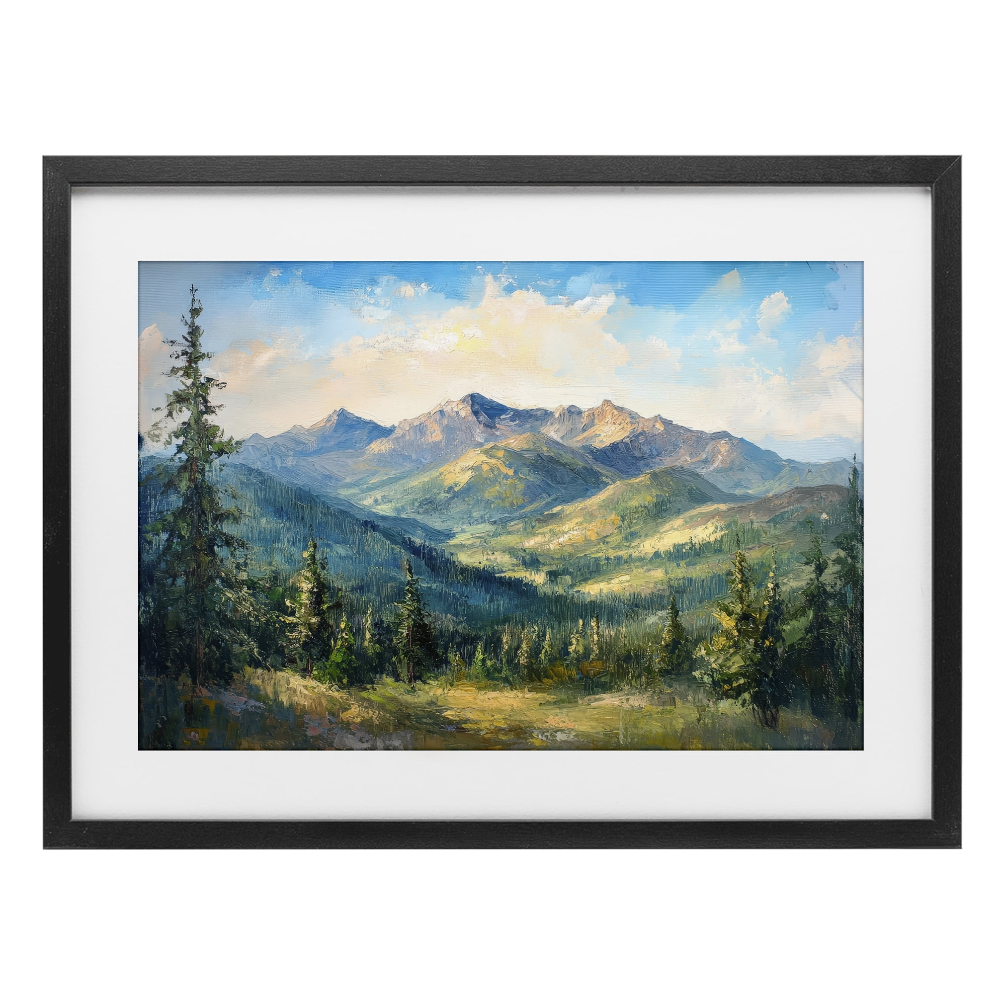 Stupell Industries Valley In The Mountains Black Framed Print Under Glass, design by Petal Prints Design