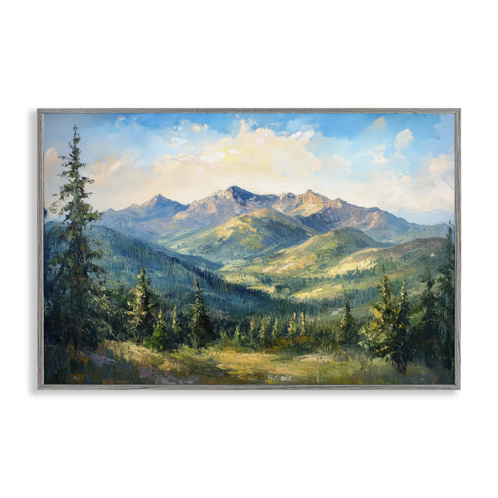 Stupell Industries Valley In The Mountains Gray Framed Giclee Art, design by Petal Prints Design