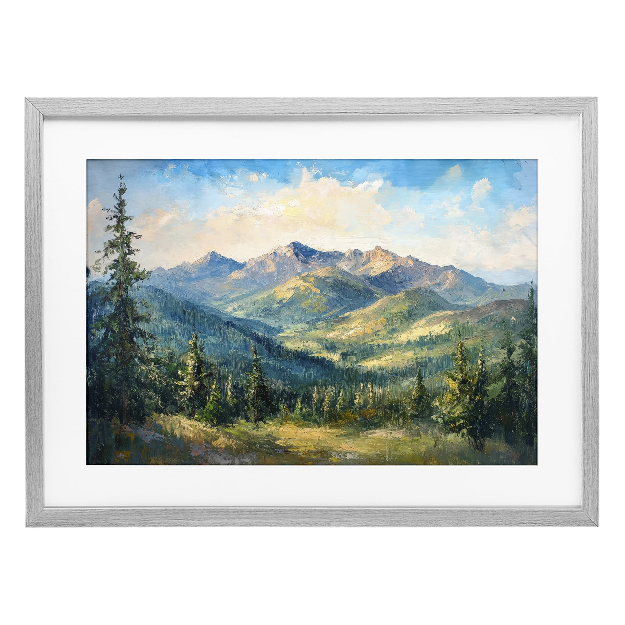 Stupell Industries Valley In The Mountains Gray Framed Print Under Glass, design by Petal Prints Design