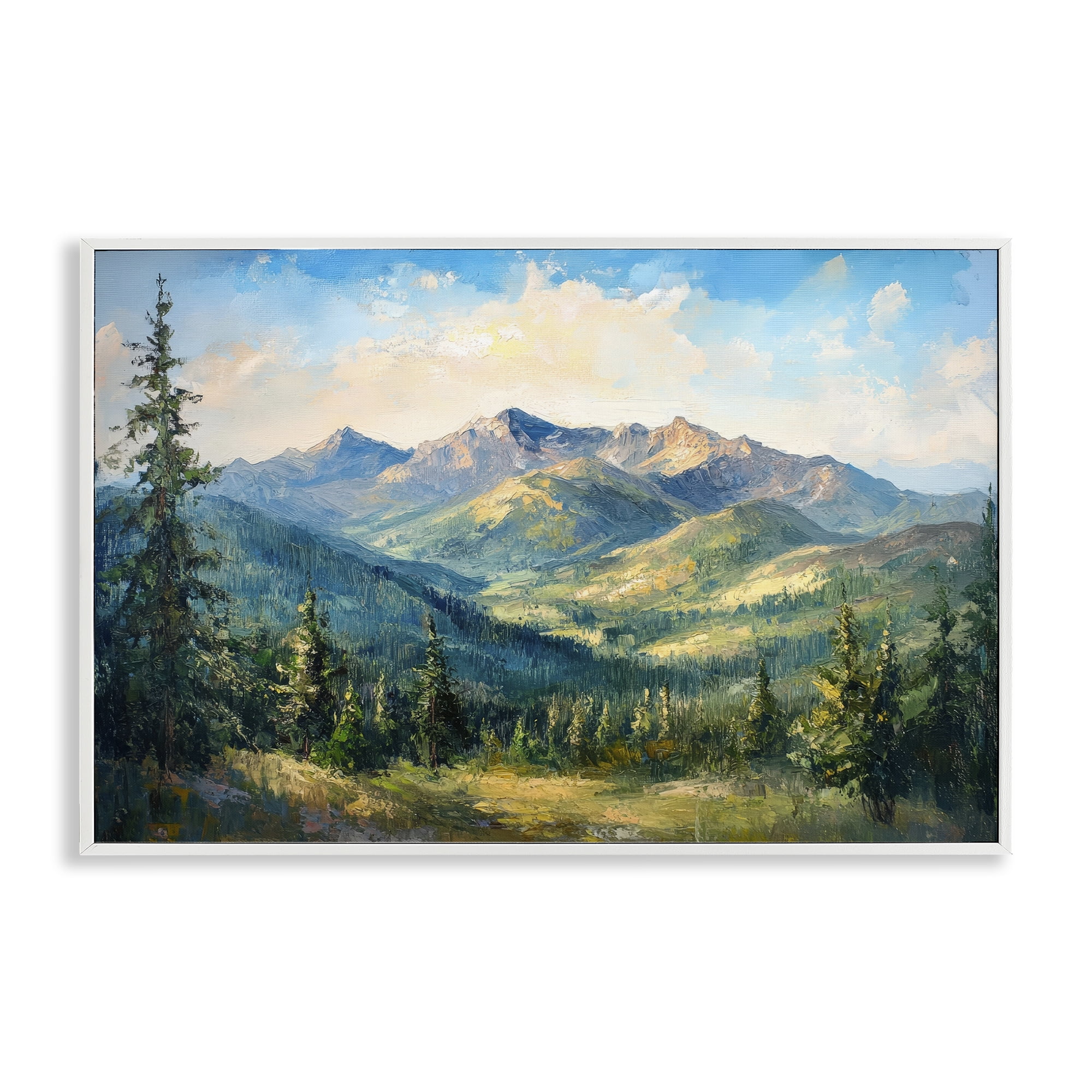 Stupell Industries Valley In The Mountains White Framed Giclee Art, design by Petal Prints Design