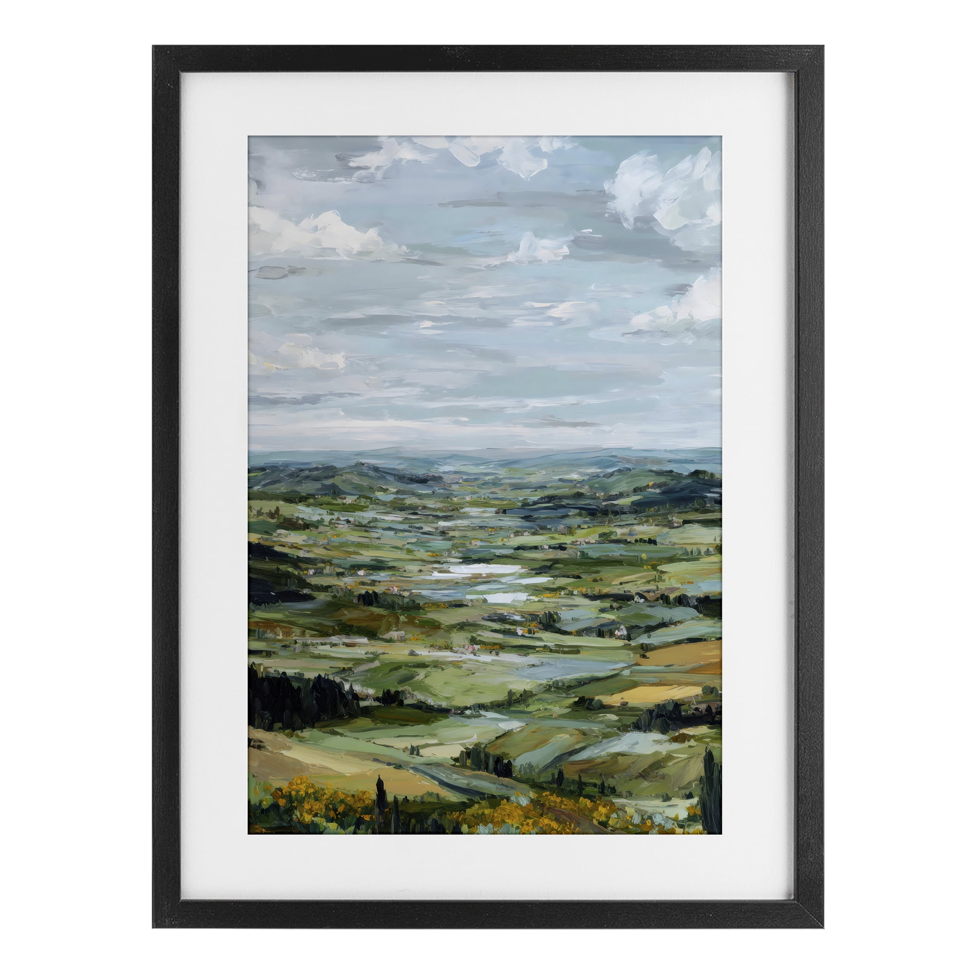 Stupell Industries Valley Living with Verdant Hills Black Framed Print Under Glass, design by Petal Prints Design