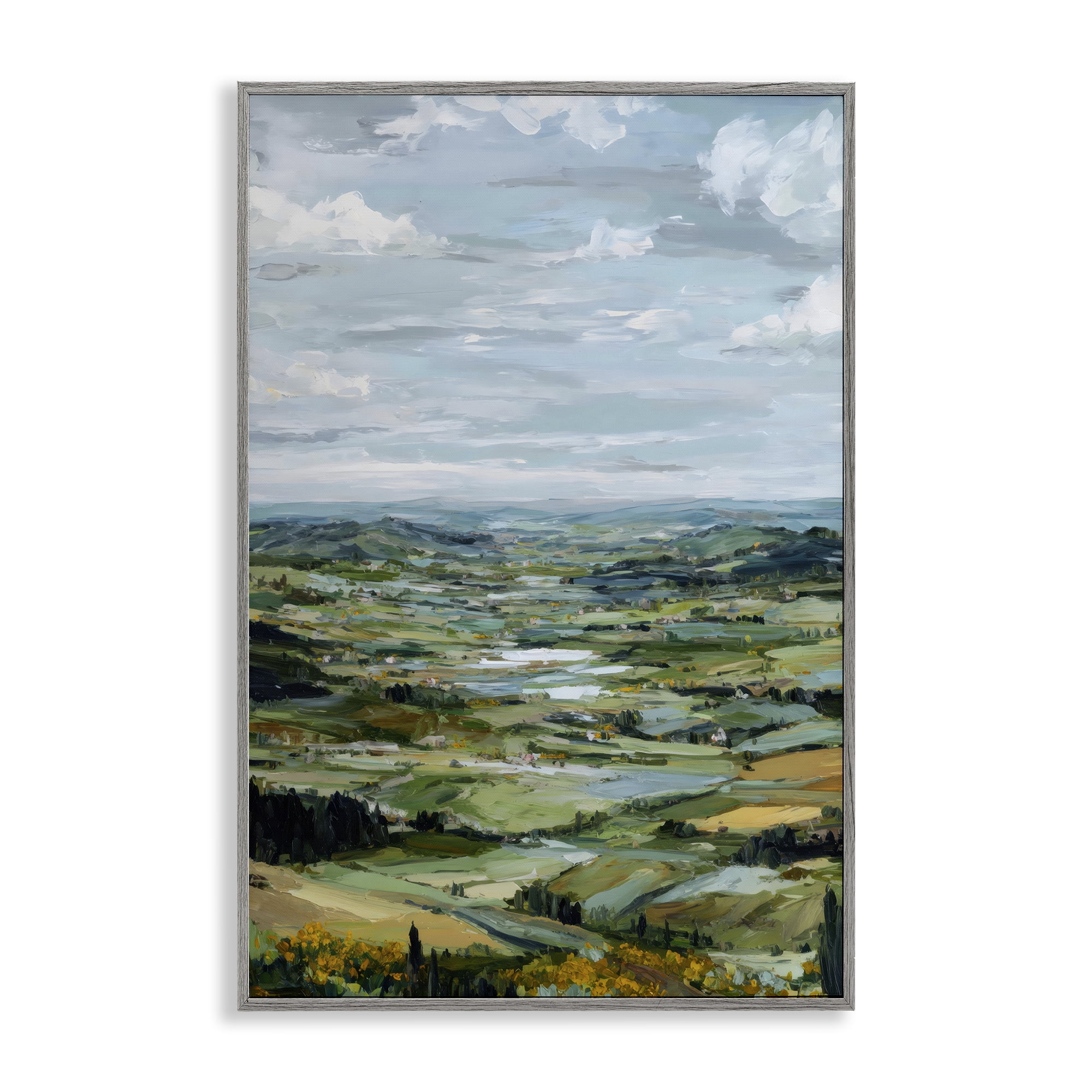 Stupell Industries Valley Living with Verdant Hills Gray Framed Giclee Art, design by Petal Prints Design