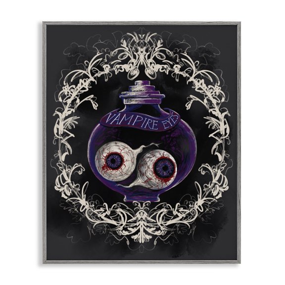 Vampire Eyes Specimen Jar Gray Framed Giclee Art, 16 x 20, Made In USA