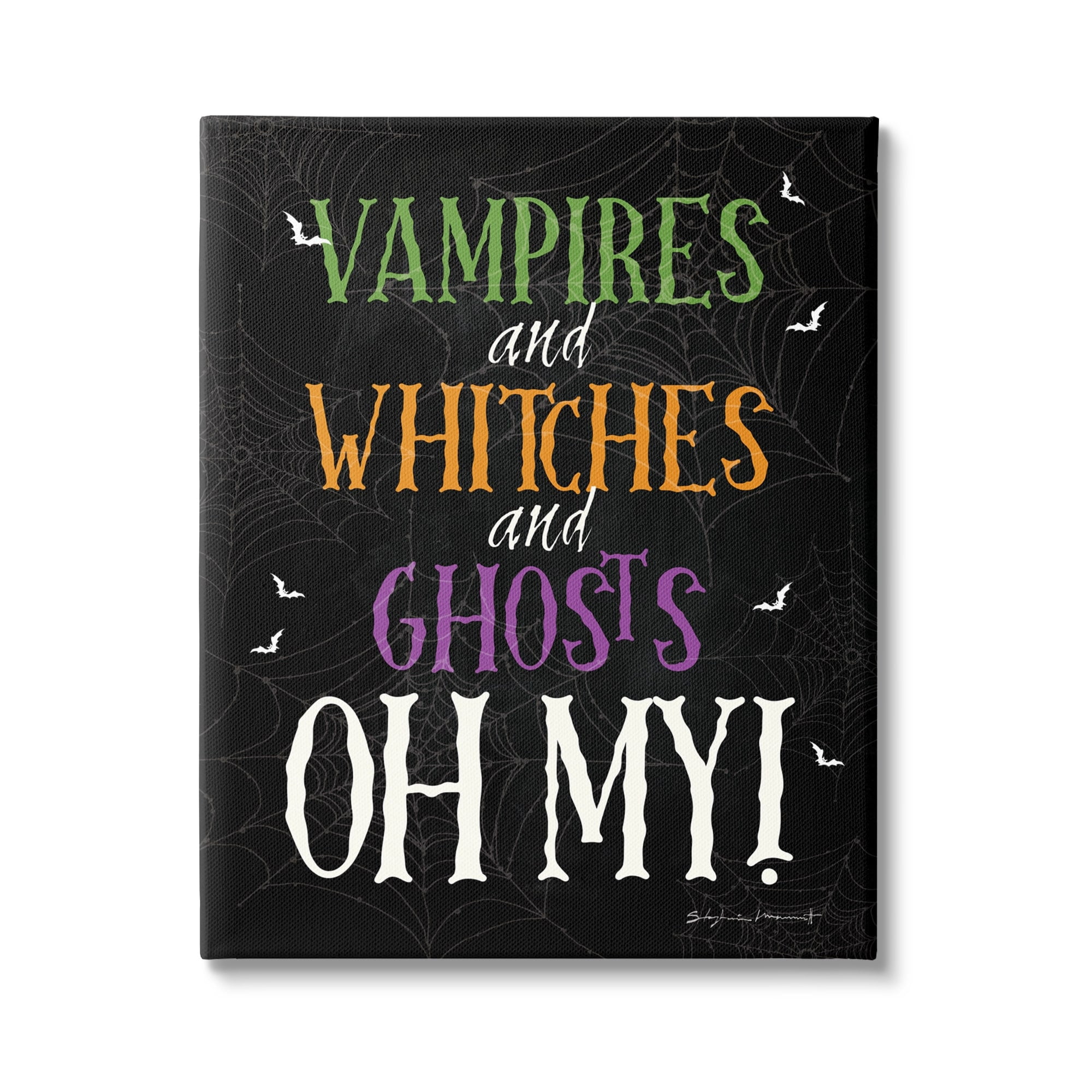 Stupell Industries Vampires Witches Ghosts Phrase Holiday Painting Gallery Wrapped Canvas Print Wall Art