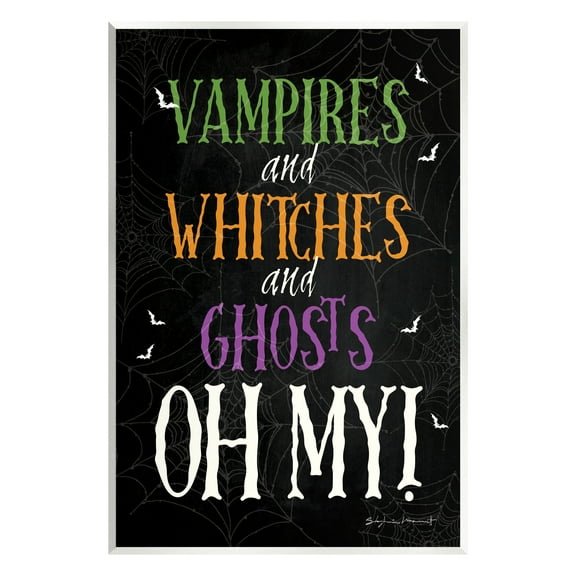 Stupell Industries Vampires Witches Ghosts Phrase Holiday Painting Unframed Art Print Wall Art