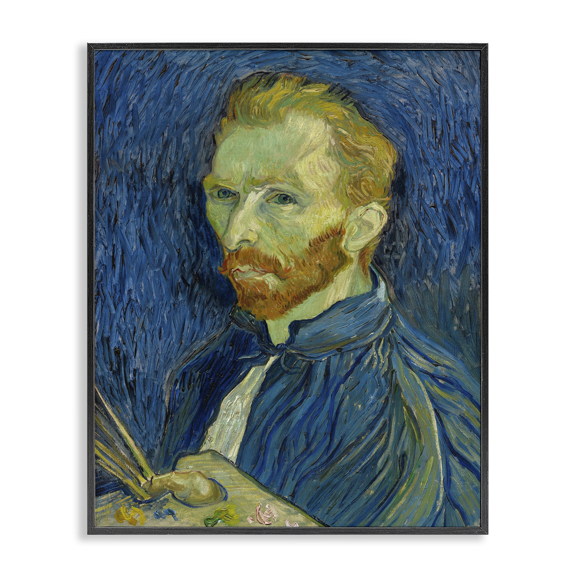 Stupell Industries Van Gogh Blue Self Portrait People Painting Black Framed Art Print Wall Art, 24 x 30