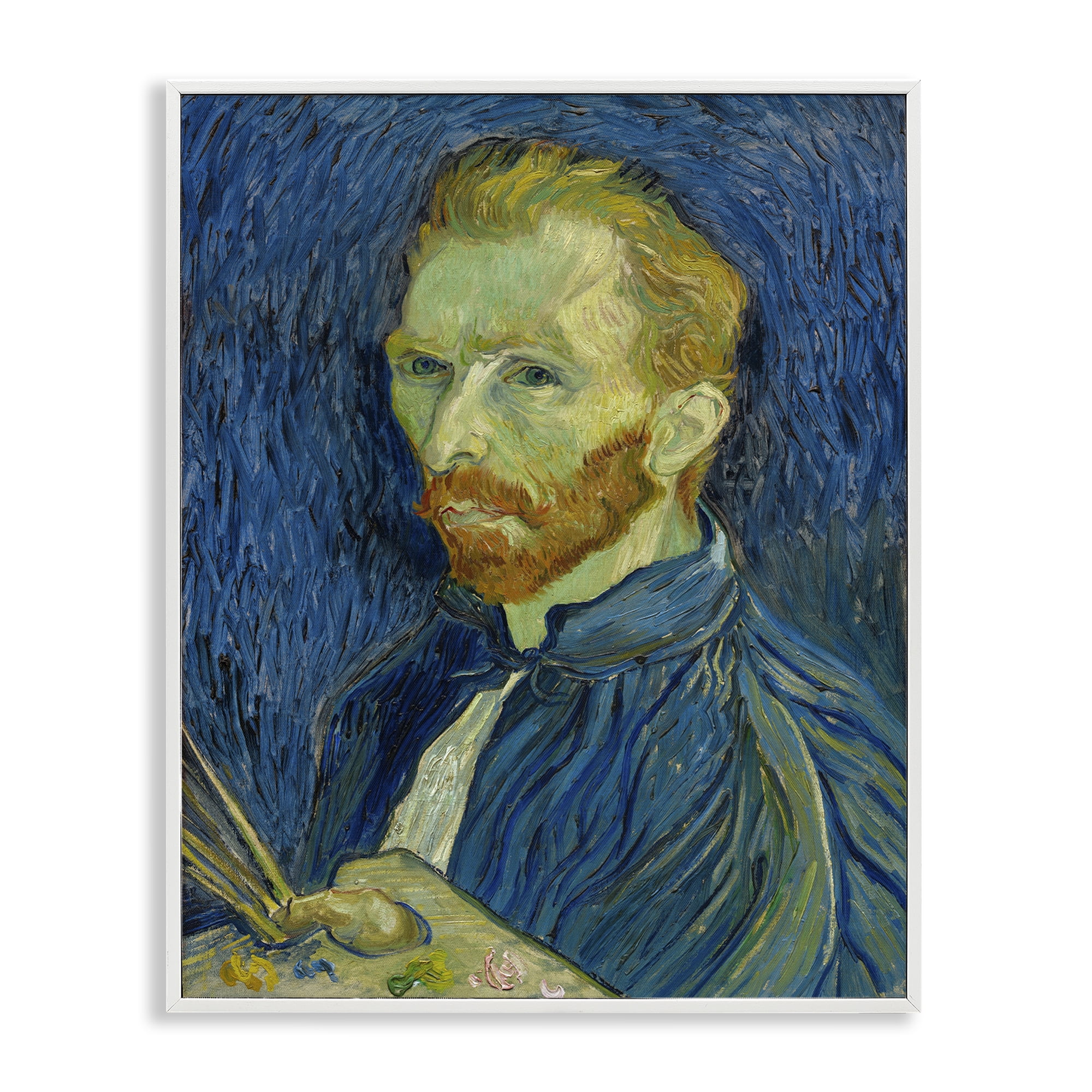 Stupell Industries Van Gogh Blue Self Portrait People Painting White Framed Art Print Wall Art, 11 x 14